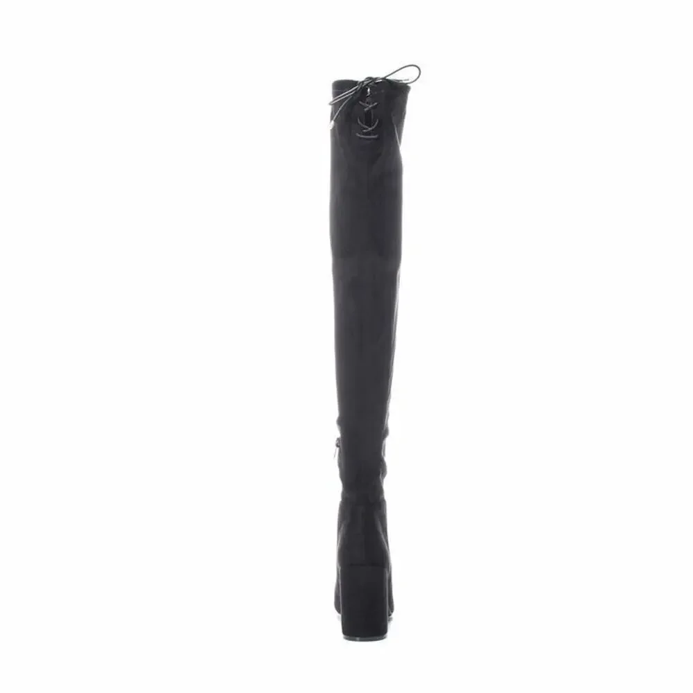 Chinese Laundry Women Over the Knee Boots King Size US 6.5 Black Suedette